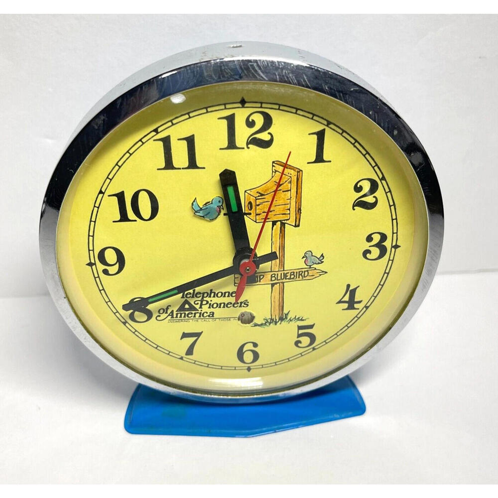 Camp Bluebird Motion Alarm Clock Telephone Pioneers Of America - FREE SHIP